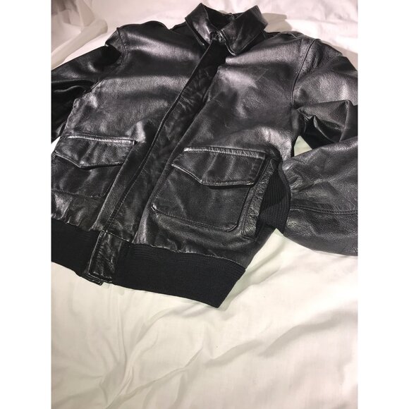 Sporty’s Pilot Shop Black Goat Skin Leather Aviator Jacket - Picture 1 of 11